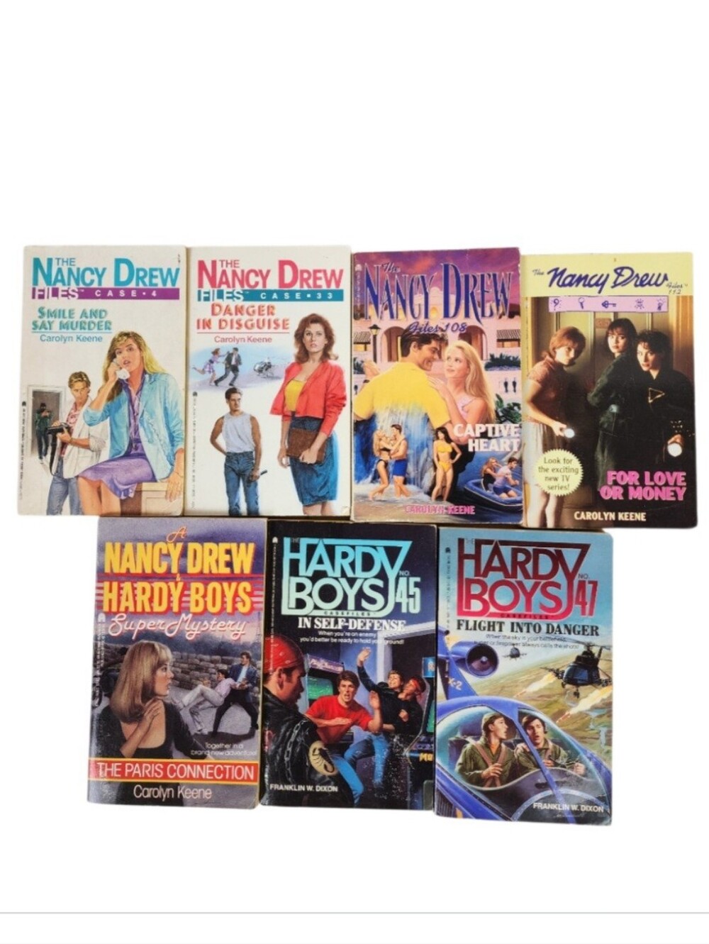 Vintage 80s 90s Nancy Drew And Hardy Boys Paperback Novels Mystery Set of 7